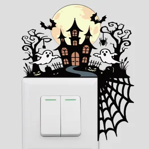 Halloween switch sticker haunted house ghost pumpkin PVC wall sticker detail view show.