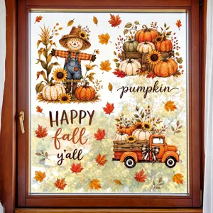 Adesivi per finestre autunno ringraziamento zucca spaventapasseri decorazioni