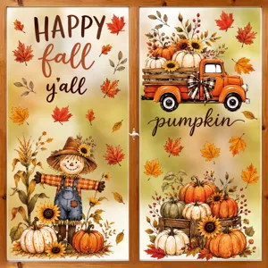 Adesivi per finestre autunno zucca spaventapasseri PVC decorazione vetro casa festa