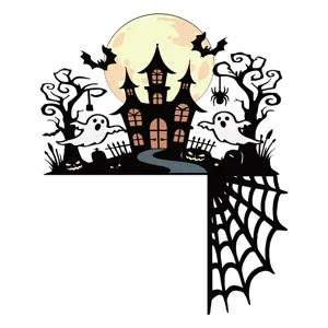 Halloween door corner sticker haunted house bat pumpkin ghost wall sticker spooky decor