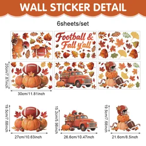 Fall autumn window stickers pumpkin maple leaf Thanksgiving glass decoration 6sheets set