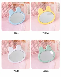 Portable cute rabbit makeup mirror candy color handheld vanity mirror for daily use 1pcs
