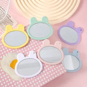 Cute rabbit shape makeup mirror candy color portable hand held cosmetic mirror for girls