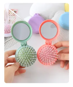 Macaron Klappbare Luftpolster Haarbürste Tragbare Mini Make-up Spiegel Reisebürste