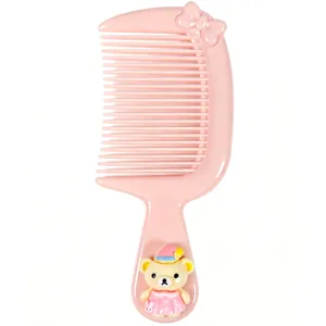 Niedlicher Cartoon Bär Haarkamm Tragbare Kleine Haarbürste Für Kinder Haarstyling Entwirrungsbürste Mit Schleife Rosa Blau