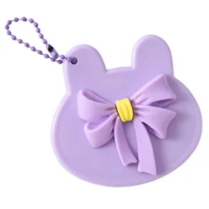 Cute Cartoon Rabbit Shaped Makeup Mirror Sweet Bowknot Design Portable Handheld Compact Pocket Mirror Vanity Decorative Mirror For Women Daily Travel