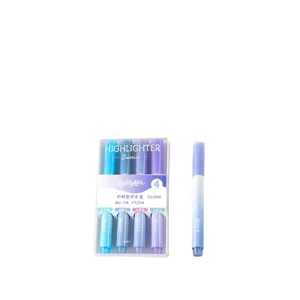 Cute Gradient Highlighter Set Plastic Chisel Tip Pastel Marking Pen For Journaling School Students Stationery Supplies