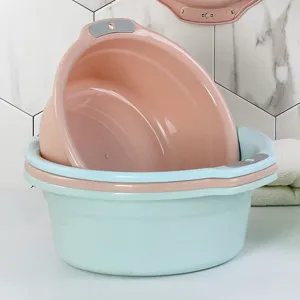 Household Thickened Plastic Washbasin Portable Round Laundry Basin For Baby Students Face Washing And Vegetable Washing