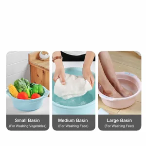 Thickened plastic washbasin in three sizes for washing vegetables, face and feet home use