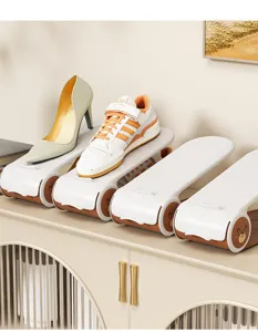 Space saving double layer shoe rack plastic organizer for home wardrobe entryway storage shelf