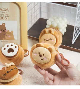 Cute cartoon plush coin purse mini student bag pendant portable storage bag cream style