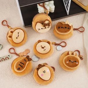 Plush Cartoon Coin Purse Cute Animal Design Mini Portable Pouch Wallet Zipper Key Chain Bag Daily Matching Jewelry Gift