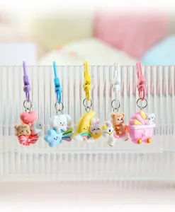 Cute cartoon resin keychains sweet bag pendant set, colorful cute animal charms for student gifts.