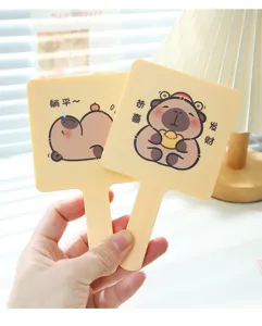 Mignon miroir de maquillage à main capybara de dessin animé miroir de courtoisie crème