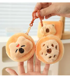 Cute capybara plush coin purse, mini portable earphone storage bag with cute cartoon design.