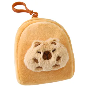 Cute capybara plush coin purse mini backpack cartoon animal earphone storage bag keychain