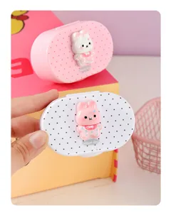 Cute cartoon rabbit contact lens case portable plastic double box sweet polka dot eye care tool
