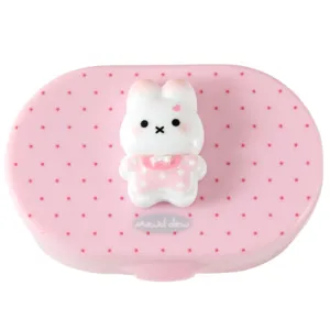 Cute Cartoon Animal Contact Lens Case Portable Flip Top Polka Dot Pattern Cosmetic Mirror Storage Box Travel Companion Care Set