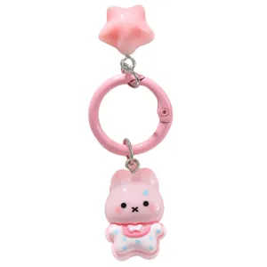 Cute Resin Star Bear Rabbit Keychain Pendant Cartoon Creamy Color Animal Keyring Bag Accessory For Women Girls Gift