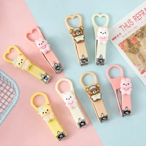 Portable Cute Cartoon Rabbit Bear Nail Clipper Metal Plastic Anti-Splash Manicure Tool Home Travel Nail Cutter
