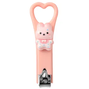 Cute cartoon rabbit nail clipper with heart handle portable pink manicure tool main image