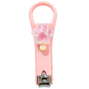 Cortauñas rosa de paleta de dibujos animados portátil anti salpicaduras para el cuidado de uñas diario