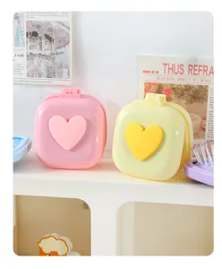 Macaron farbe herz faltbare tasche haarbürste mit spiegel tragbarer massagekamm detail