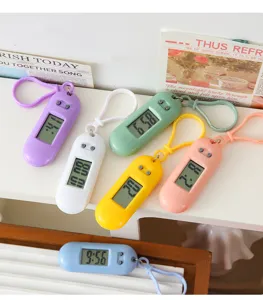 Candy color portable mini digital timer watch, cute oval design with lanyard for daily use.
