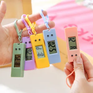 Mini electronic hanging clock, portable digital timer with cute pastel colors for students.