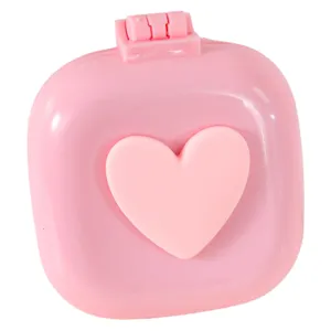 Rosa klappbare Haarbürste kompakte tragbare Mini Make-up Spiegel Kissen Massage Bürste
