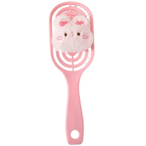 Süße rosa Plüschhase Haarbürste hohle belüftete Massagekamm für flauschiges Haar Styling