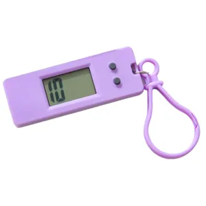 Purple electronic tally counter digital stopwatch keychain with LCD screen and hanging strap