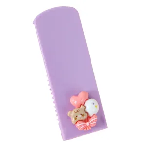 Macaron cute cartoon folding comb portable mini hairbrush with sweet bear bow for daily use