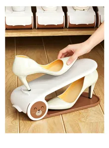 Double layer shoe rack space saving plastic shoe organizer holder for home wardrobe entry.