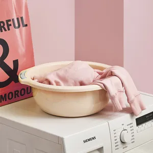 Plastic washing basin laundry tub household portable basin for student dorm pink design