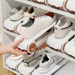 Adjustable double layer shoe rack space saving shoe organizer shelf for closet storage
