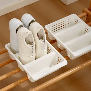 Plastic shoe storage box drawer type space saving sneaker organizer container for home