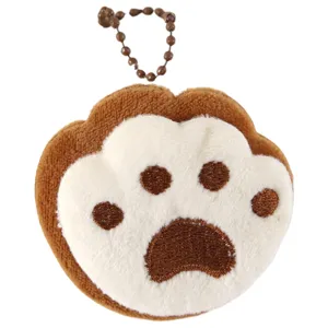 Cute plush cat paw keychain brown white cartoon doll pendant bag ornament gift idea fluffy