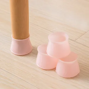 Pink silicone chair leg protectors, anti-slip furniture foot covers, floor protectors, 4pcs