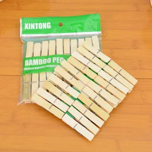 Natürliche Bambus-Wäscheklammern zum Trocknen von Kleidung, langlebiges Holzklammern-Set.