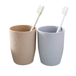 Plastic toothbrush cup pair, simple solid color mouthwash cup set for bathroom home use.