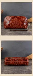 Sac pochette en cuir véritable gaufré vintage pour femmes, porte-monnaie en cuir de vache cire.