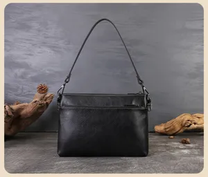 Detailed presentation of genuine leather women shoulder bag multi layer underarm style.