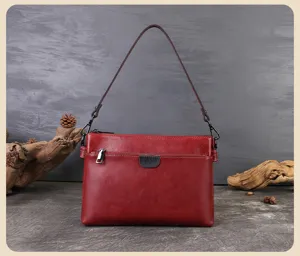 Genuine leather underarm shoulder bag multi-layer crossbody purse for women daily commute detail view.
