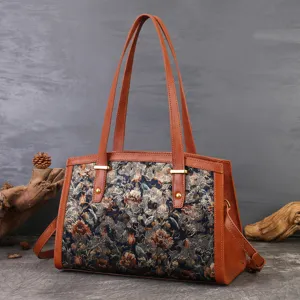 Women Large Capacity Boston Pillow Bag Vintage Embroidered Shoulder Underarm Bag Top Handle Satchel Handbag