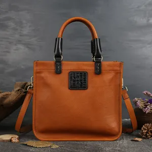 Genuine Leather Women Crossbody Bag Vintage Top Layer Cowhide Shoulder Tote Small Square Handbag Daily Purse