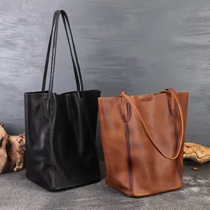 Borsa shopper in pelle rétro grande capacità da donna, elegante borsa a spalla autunno inverno.