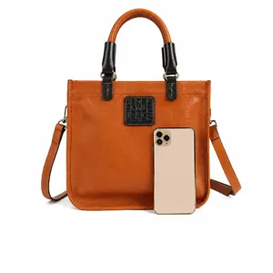 Genuine leather women handbag minimalist top-handle shoulder messenger bag daily commute.