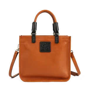 Genuine leather retro women handbag casual shoulder messenger crossbody tote bag.