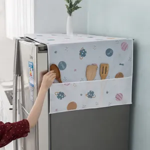 Waterproof Refrigerator Dust Cover PEVA Washing Machine Cover With Storage Pockets Cartoon Star Dustproof Home Organizer